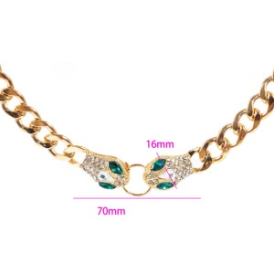 Collier Haut de Gamme pour Femme, Tête de Serpent Incrustée, Design de Luxe, Chaîne Maillons, Motif Géométrique, en Alliage - Product Image 4