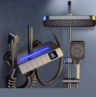 Ensemble de douche HLK de luxe en aluminium de haute qualité avec affichage de la température, mitigeur à valve céramique et affichage LED