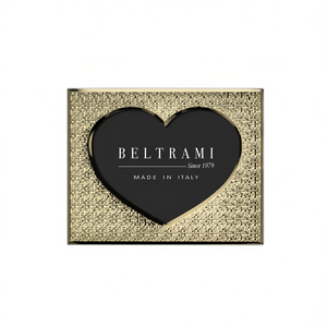 Beltrami Photo <b>Frame</b> Heart Shape Silver Plated Wood Embossing <b>Printing</b> 1 Color Made in Italy - Product Image 2