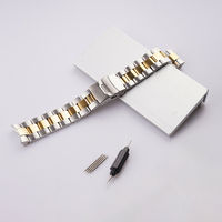Bracelet de montre-bracelet en acier massif de 22mm avec finition dorée moyenne et caractéristique respirante à extrémité incurvée pour Seiko SKX 007