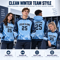 Sweat à capuche d'hiver personnalisé pour équipe, bleu glace, avec logo brodé, nom et numéro, chaud, pour entraînement de basketball, fabricant OEM, vente en gros