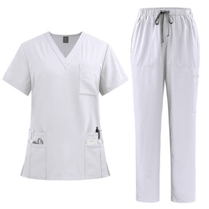 Divisa Chirurgica per <span class=keywords><strong>Medici</strong></span> e Infermieri, Completo Sanitario con Casacca e Pantaloni a Gamba Dritta, Tinta Unita - Product Image 2