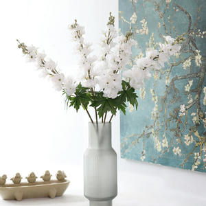 W-A0197 Bouquet artificiel de fleurs violettes, fausses fleurs de delphinium, fleurs artificielles au toucher réel, fleurs blanches, décoration de mariage - Product Image 3