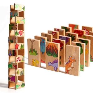 Juego Montessori para Niños, Bloques de Construcción de Madera de Haya, 26 Piezas de Juguetes Educativos de Madera, Dominós de Dinosaurios, Rompecabezas de Animales - Product Image 3