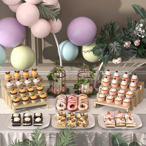 Support de présentation à plusieurs niveaux en bois personnalisé |   Présentoir empilable pour cupcakes et aliments |   Stand d'exposition pour vendeurs OEM pour salons d'artisanat - Product Image 2