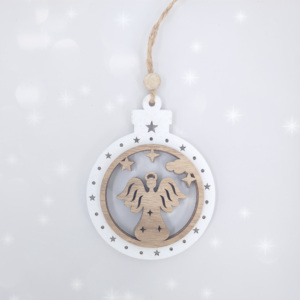 Adornos de Rodajas de madera de Navidad, ideas de corte láser, <span class=keywords><strong>Reno</strong></span> redondo hueco, árboles de Navidad, diapasón, tallado de madera, proveedor de adornos - Product Image 2