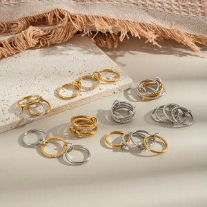 X&amp;L Stainless Steel Minimalism <strong>Stack</strong> <strong>Ring</strong> 18K Gold Color Finger Accessories Multi Pieces Interlocking Spinelli <strong>Ring</strong> - Product Image 5