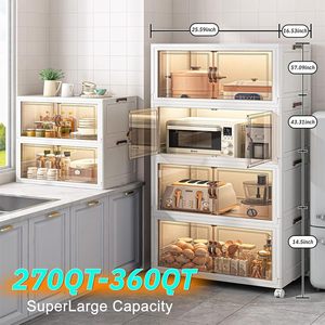 Home Folding Storage Cabinet Collapsible <b>Wardrobes</b> Organizers Multifunctional Stackable PP Storage <b>Box</b>&Bins Wheels 35L Capacity - Product Image 2