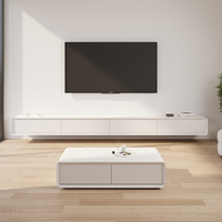 Meuble TV moderne en bois massif, design mid-century, réglable, pour salon, chambre, appartement, rangement, compatible avec les téléviseurs de 60 à 64 pouces