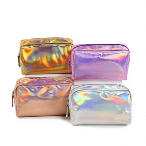 PU Colorful Laser Leopard Pattern Waterproof Zipper Closure Soft Handle Medium Capacity Portable Travel Makeup <b>Case</b> <b>Cosmetic</b> Bag - Product Image 5