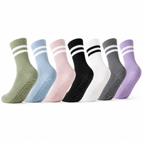 Chaussettes de yoga antidérapantes pour femmes, chaussettes courtes en coton avec grip en silicone pour Pilates, danse, fitness, exercice