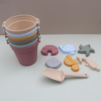 Jouets de plage en silicone écologiques pour enfants, seau et pelle avec sac, accessoires de plage, fruits de l'océan, dinosaures, véhicules, château