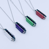 New 4-hole 8-tone Necklace Harmonica Metal Mini Harmonica Woodwind Chain Mini Musical Instrument Gift