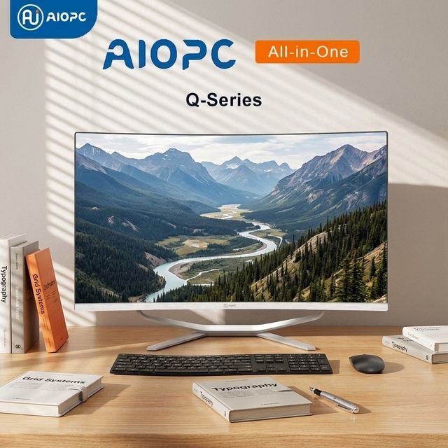 Q-Series 23.8-Inch Intel Core I3/i5/i7/i9 Optional All-in-One PC with Windows Silver for Home/Office Use