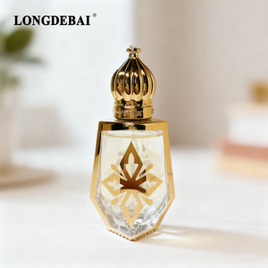 <b>Empty</b> Refillable 12ml Fancy Vintage Perfume Essential Oil Arab Dubai Attar Essence Roller Ball Glass <b>Bottle</b> With Sticker Roller - Product Image 5