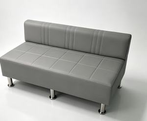 Sofá de Espera Moderno de Lujo Ligero en Cuero Negro 2026 para Barbería y Salón de Belleza - Product Image 1