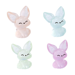 Figurines miniatures de renards <span class=keywords><strong>Fennec</strong></span> qui brillent dans le noir, mini-animaux en résine pour jardin féerique, maison de poupée, bonsaï, aquarium et décorations de bureau - Product Image 2
