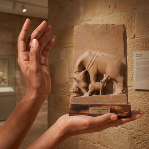 Escultura de Vaca Sagrada Kamdhenu del Siglo XII, Réplica del Museo de Arte del Templo Hindú, Decoración de Patrimonio Religioso Mitológico - Product Image 3