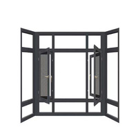Fenêtre à battant en aluminium Modèle noir Fenêtre en aluminium de style européen Fenêtre à la française avec grille