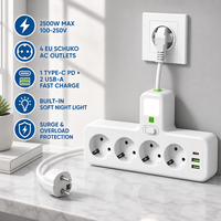 Prise de conversion domestique personnalisée par le fabricant, norme européenne, 10A, avec 3 ports USB et 1 port Type-C, IP44, pour la Corée du Sud