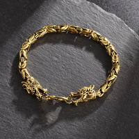 Bracelet de poignet inspiré du style vintage avec tête de dragon pour hommes, bijoux vikings, bracelet gravé, bracelet torsadé