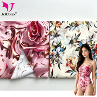 Tissu tricoté en nylon et élasthanne extensible dans les quatre sens avec imprimé floral numérique personnalisé pour maillots de bain, bikinis, vêtements de danse et vêtements de sport