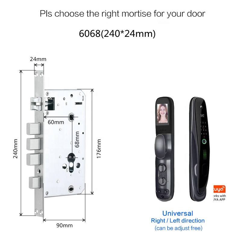 New Automatic Tuya wifi fingerprint card smart door lock with camera lock