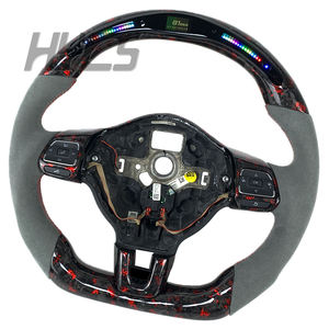 Volkswagen Golf 6 Polo <span class=keywords><strong>Gti</strong></span> <span class=keywords><strong>Mk6</strong></span> 6R <span class=keywords><strong>Volante</strong></span> LED de fibra de carbono Accesorio interior de coche de cuero duradero - Product Image 2