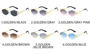 ワイドアーム卸売カスタムロゴレトロ金属フレームリムレスファッションスタイルサングラス<span class=keywords><strong>2025</strong></span>女性男性 - Product Image 5