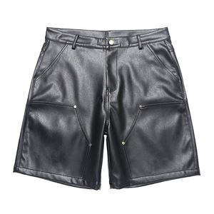 BINBEIER Nuova Tendenza Abbigliamento di Qualità, Pantaloncini <span class=keywords><strong>in</strong></span> <span class=keywords><strong>Pelle</strong></span> da Uomo Personalizzati, Stile Casual con Zip, Morbidi, Lunghezza al Ginocchio, con Tasche Applicate - Product Image 1