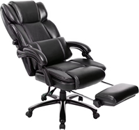 Chaise de bureau exécutive ergonomique extra-large moderne, dossier haut, chaise de bureau pour ordinateur, repose-pieds, soutien lombaire, cuir synthétique