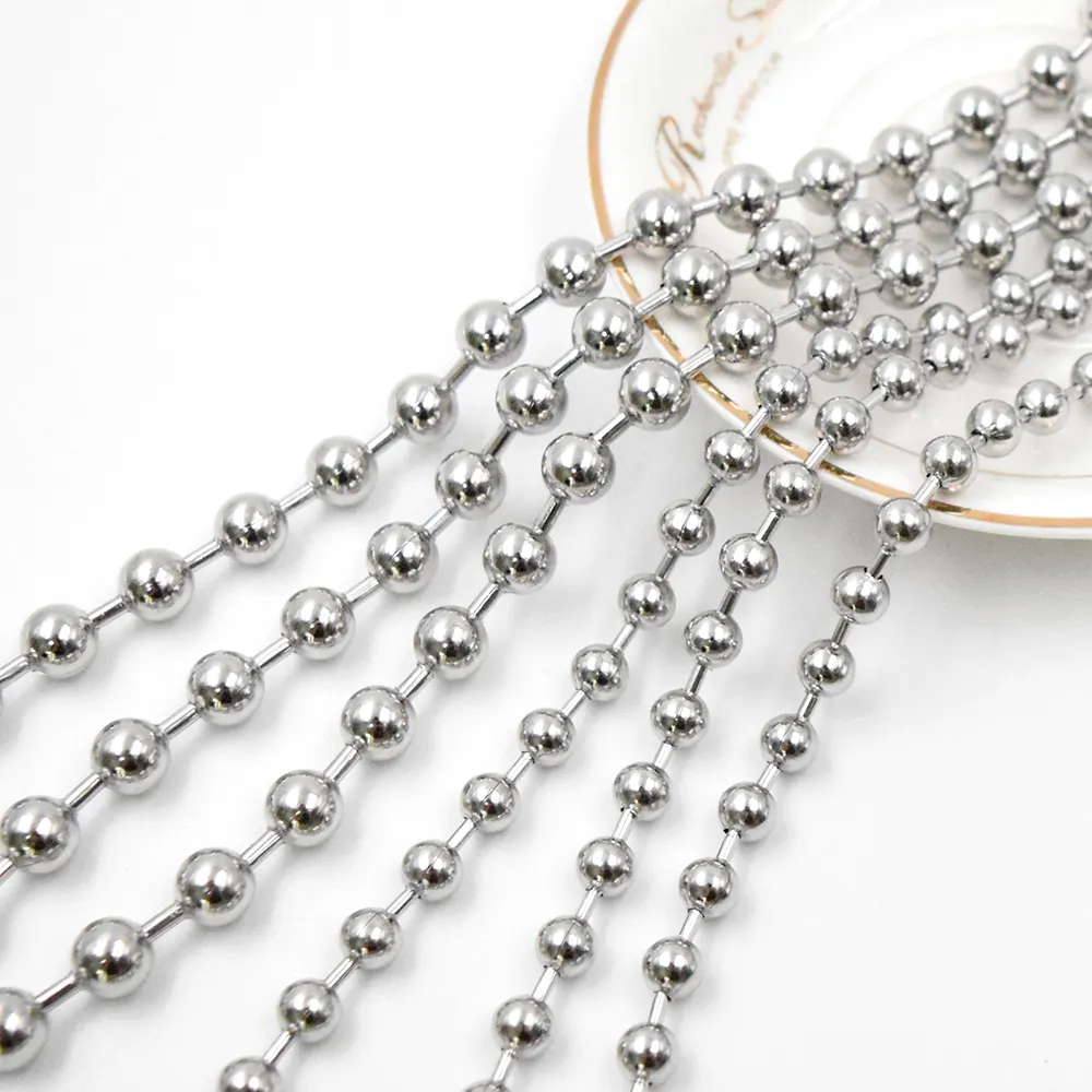 Customized electroplated metal 10mm stainless steel ball chain for hotel curtain decorative bead chain brass ball chain