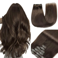 Extensiones de Cabello Humano Natural Baratas, Paquetes de Cabello con Clip, Extensiones de Cabello Humano 10A, Cabello Indio Virgen Trenzado