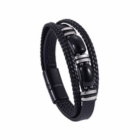 Bracelet en cuir multi-couches unisexe avec pierre œil de tigre, fermoir magnétique, tendance, best-seller transfrontalier Europe-Amérique