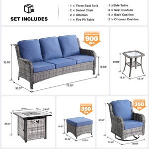 Vimini Rattan divano fuoco Pit mobili Patio <span class=keywords><strong>set</strong></span> da <span class=keywords><strong>giardino</strong></span> sedia girevole esterno terrazza balcone cortile gruppo di posti a sedere - Product Image 2