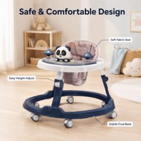 Marche-bébé pliable anti-renversement avec plateau d'activités musical, hauteur réglable, 6 roues, sécurité, fabrication sur mesure, vente en gros d'usine