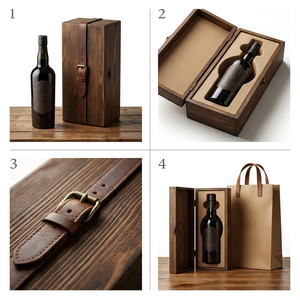 Caja de <span class=keywords><strong>Vino</strong></span> de Terciopelo con Apertura para Gabinete, Vacía, para Botella Redonda de 500ml, Contenedor de Alcohol, Estuche de Presentación Forrado de Gamuza - Product Image 2