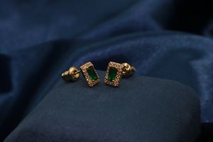 Tianyu Gems Trendy Fashionable Luxury <b>Stud</b> <b>Earrings</b> Brass Gold Plated Geometric Green <b>Emerald</b> Cut Zircon - Product Image 3