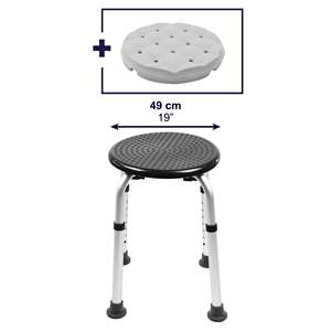 Round <b>Bathroom</b> Shower <b>Stool</b> (100 kg), <b>Bathroom</b> Chair Bench for Seniors KMINA K30027 - Product Image 1
