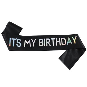 Nastro in Raso con Scritta Dorata a Caldo per Feste di Compleanno, Decorazioni per Feste '<span class=keywords><strong>È</strong></span> il Mio Compleanno' - Product Image 4