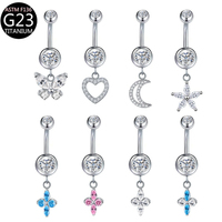 Bijoux de piercing pour nombril en titane G23, style mode, avec zircone cubique et diamant flottant