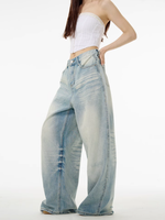 Jean en denim rétro ample et droit à taille basse pour femme, style urbain tendance, vintage, pour couple, été