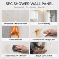 Panneau mural de douche SPC 4mm 5mm à clipser, texture marbre, alternative aux carreaux pour zones humides