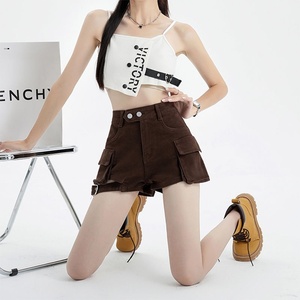2025 Shorts <span class=keywords><strong>Cargo</strong></span> in Denim con cinturino marrone a vita alta in stile primavera per donne Sexy snellenti Look XS taglia alla moda Hot <span class=keywords><strong>Pants</strong></span> Casual - Product Image 5