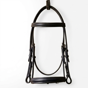 Bridon en cuir pour cheval avec sangle de nez à boucle rapide, surpiqûres marron, équipement d'équitation TAK Equestrian HB1902 - Product Image 1