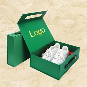 Logotipo de marca personalizado de lujo impreso vacío plegable embalaje magnético caja de zapatos de papel plegable para la venta