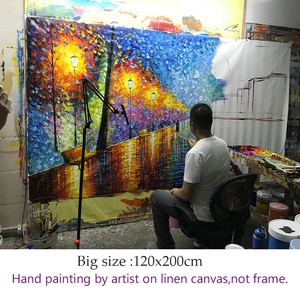 Venta al por mayor personalizado hecho a mano gran lienzo pared arte hogar decorativo pintura al óleo cuchillo árbol pintado a mano texturizado Art <span class=keywords><strong>Deco</strong></span> - Product Image 5