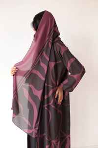 LEDUO Eid - Kimono con Capucha y Estampado Floral Abstracto, Corte Holgado, Manga Larga, Cardigan Abierto, Abaya - Product Image 3