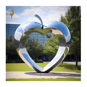 Scultura in metallo di Design moderno di arte urbana 304 acciaio inossidabile che combina la statua di mela e cuore - Product Image 6
