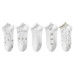 ถุงเท้าคลุมข้อเท้าแบบบางสำหรับ<span class=keywords><strong>ผู้หญิง</strong></span>ถุงเท้าผ้าฝ้ายสีขาวสีเขียวขอบระบายอากาศได้ดี - Product Image 4